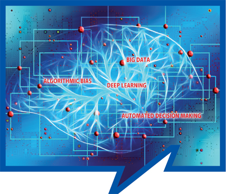 Blaues Symbolbild Algorithmen mit Netzwerkstruktur