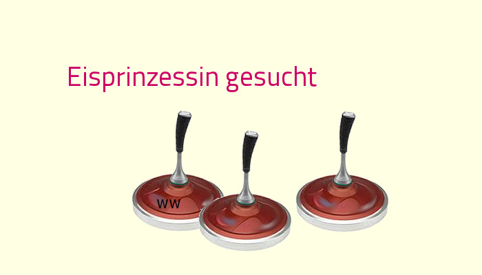 Drei Eisstöcke, darüber steht der Text Eisprinzessin gesucht